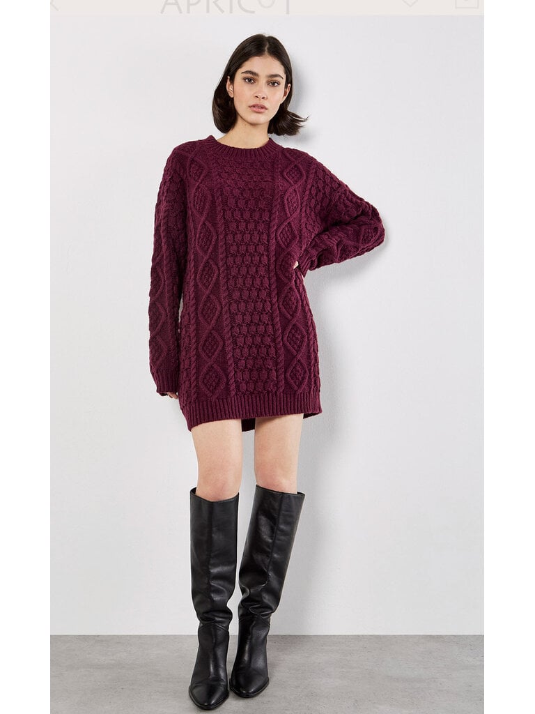 Apricot Oversized Cable Knit Dress