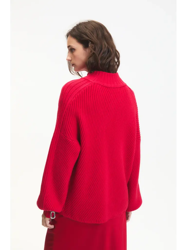 Deluc Red Ribbed Knit