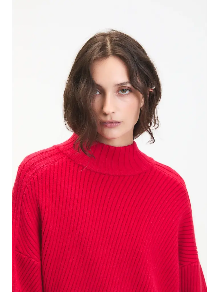 Deluc Red Ribbed Knit