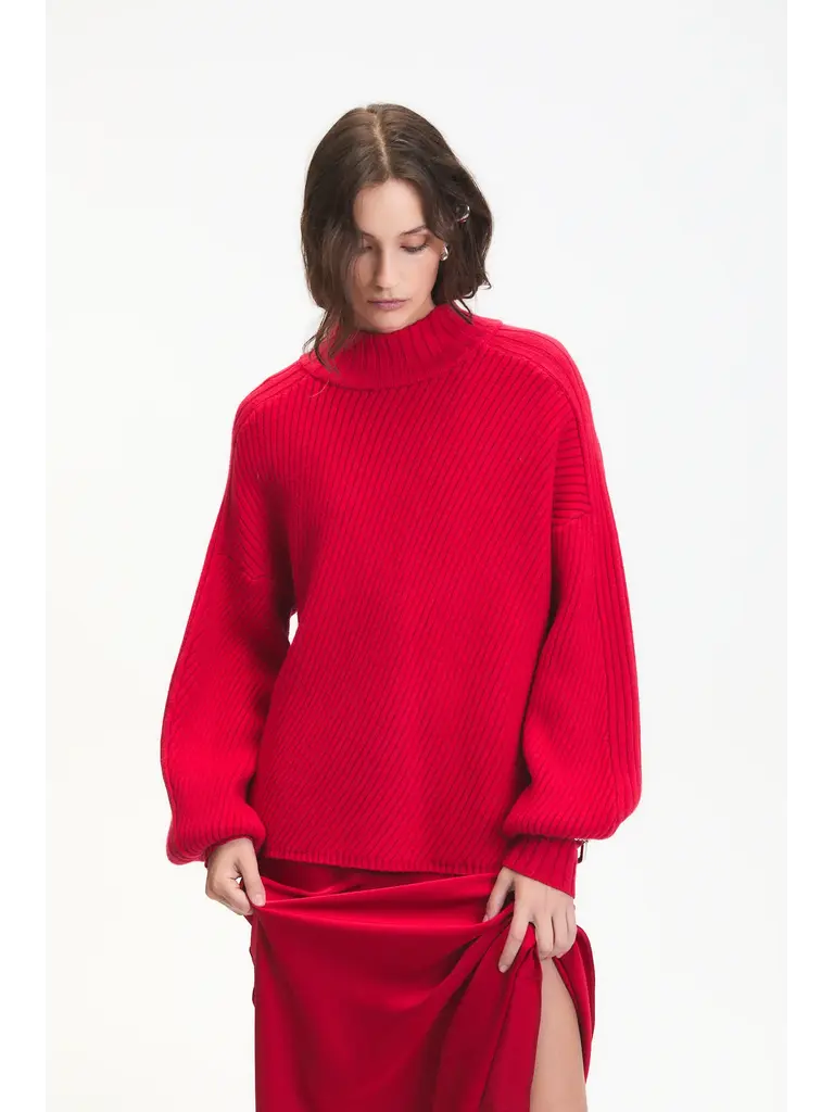 Deluc Red Ribbed Knit