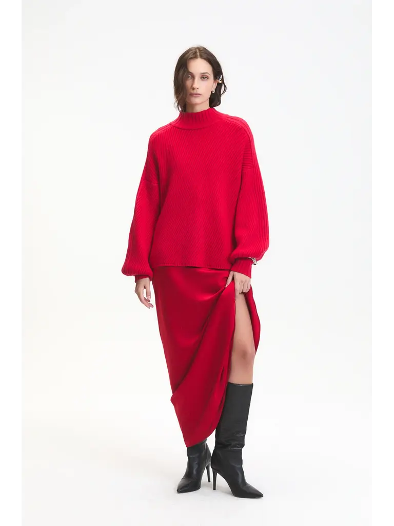 Deluc Red Ribbed Knit