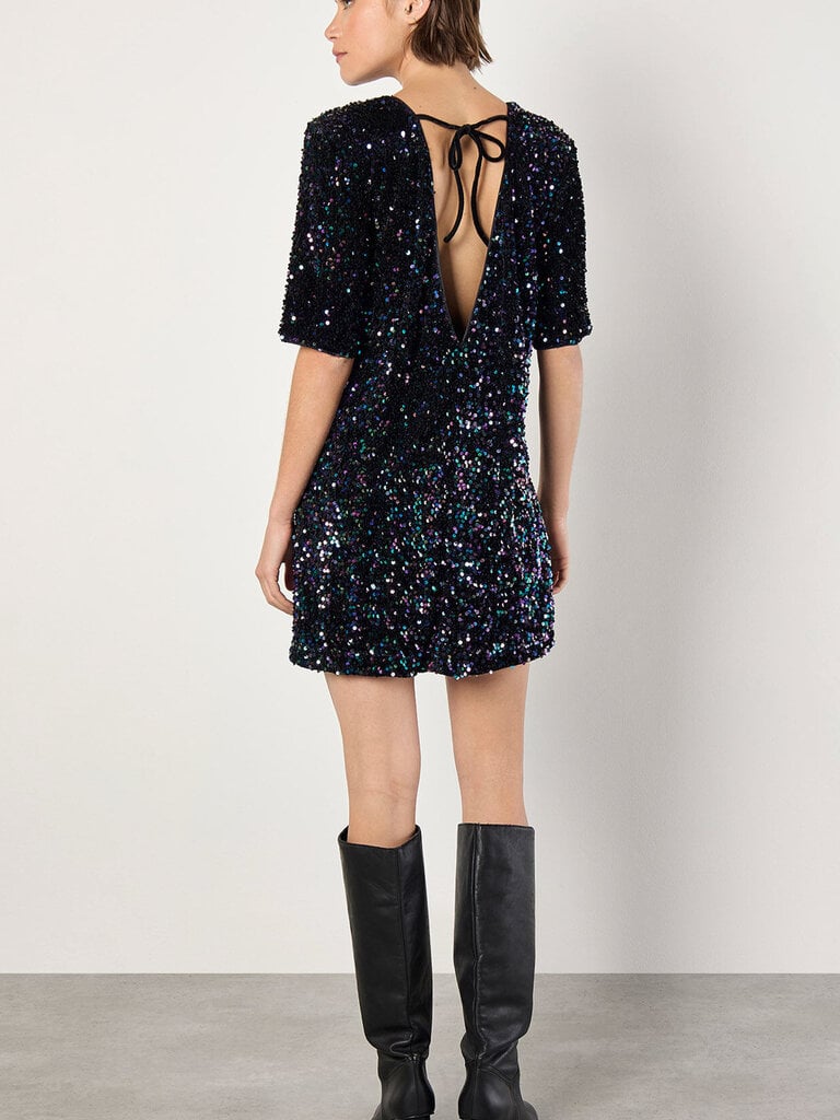 Apricot Sparkle Velvet Dress