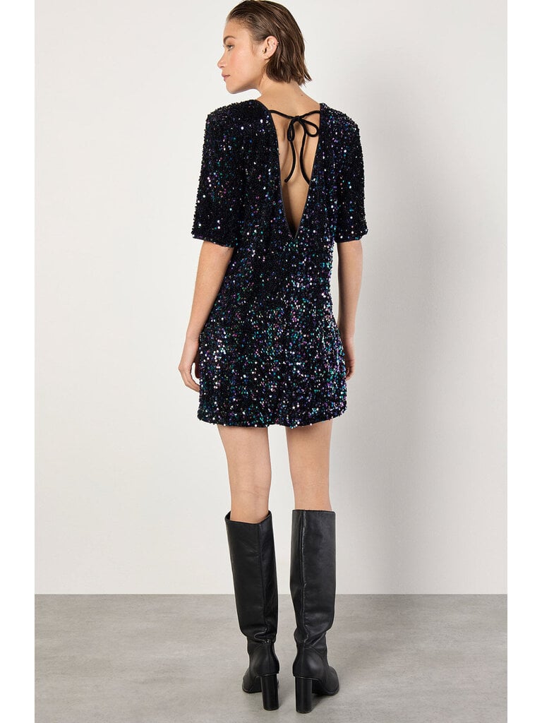 Apricot Sparkle Velvet Dress