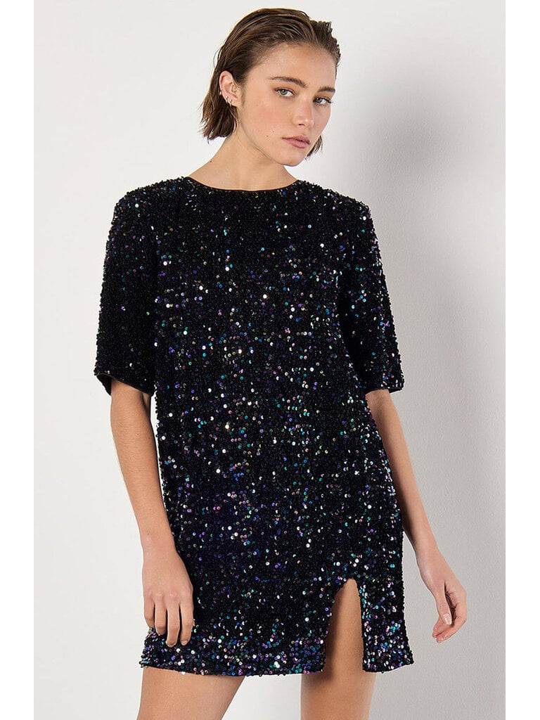 Apricot Sparkle Velvet Dress