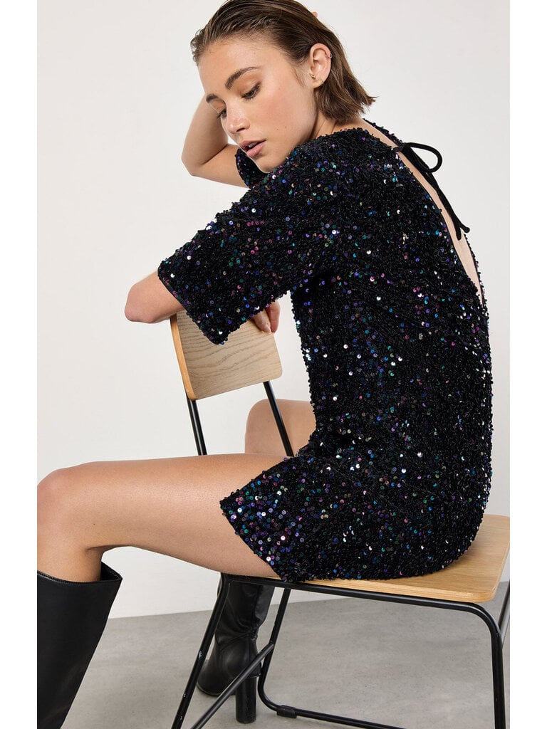 Apricot Sparkle Velvet Dress