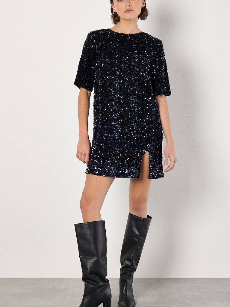 Apricot Sparkle Velvet Dress