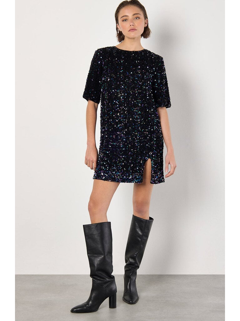 Apricot Sparkle Velvet Dress