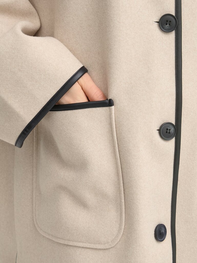 Fransa Cream Black Trim Coat