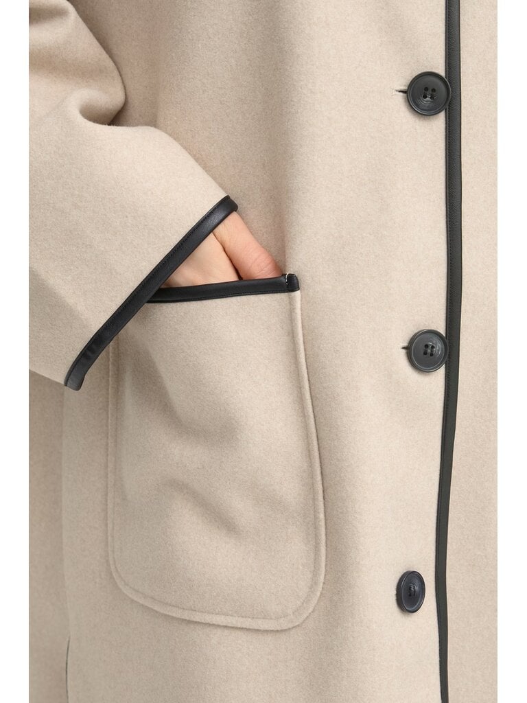 Fransa Cream Black Trim Coat