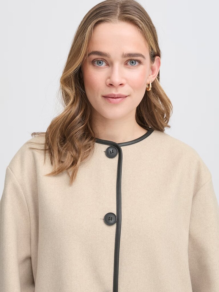 Fransa Cream Black Trim Coat