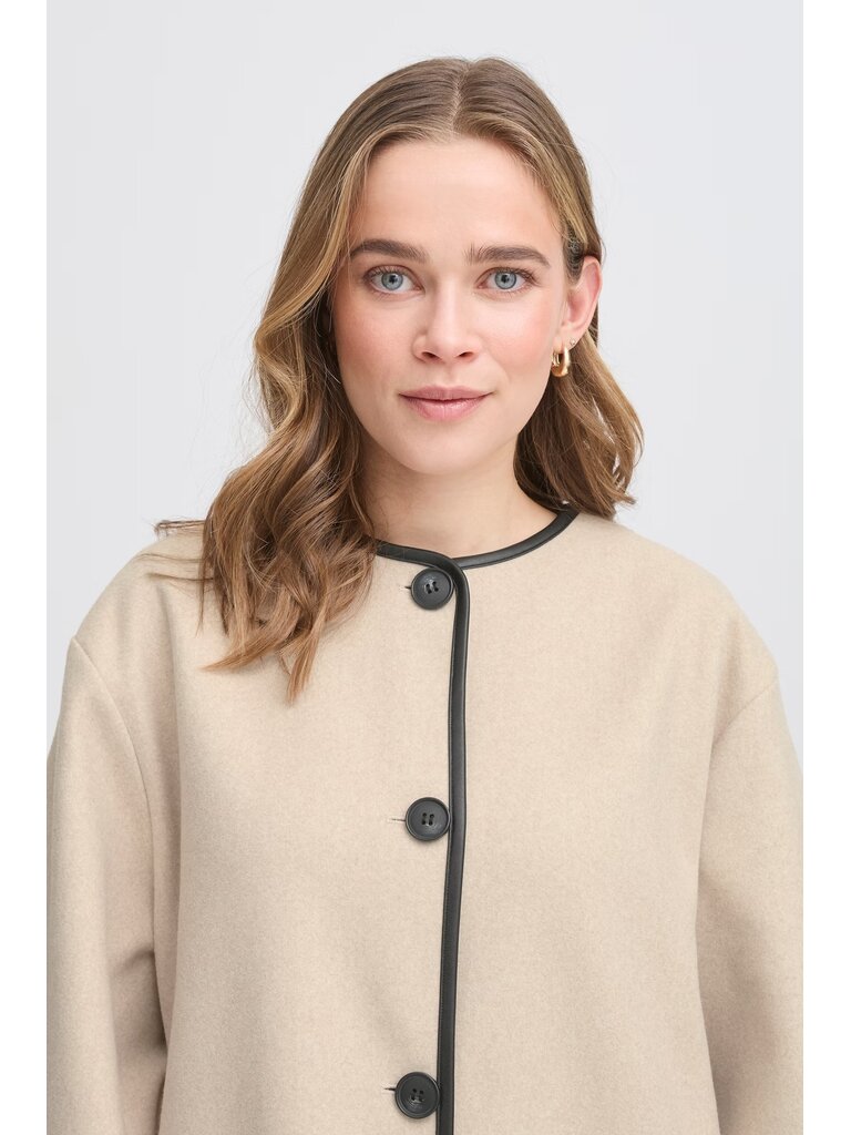 Fransa Cream Black Trim Coat