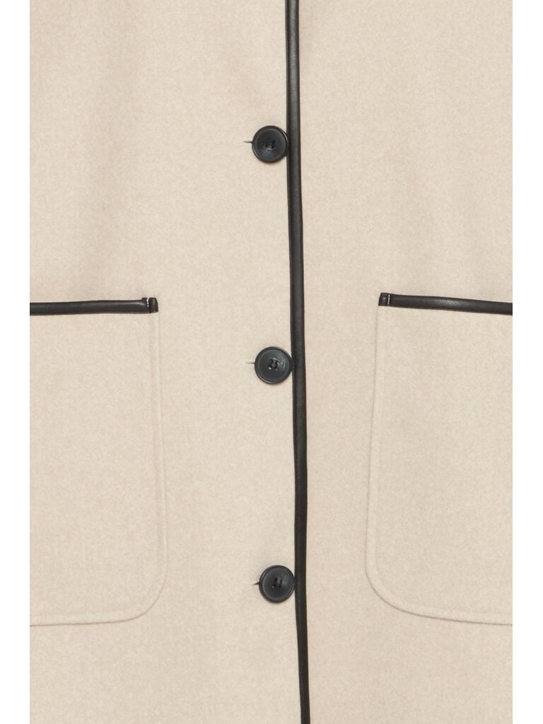 Fransa Cream Black Trim Coat