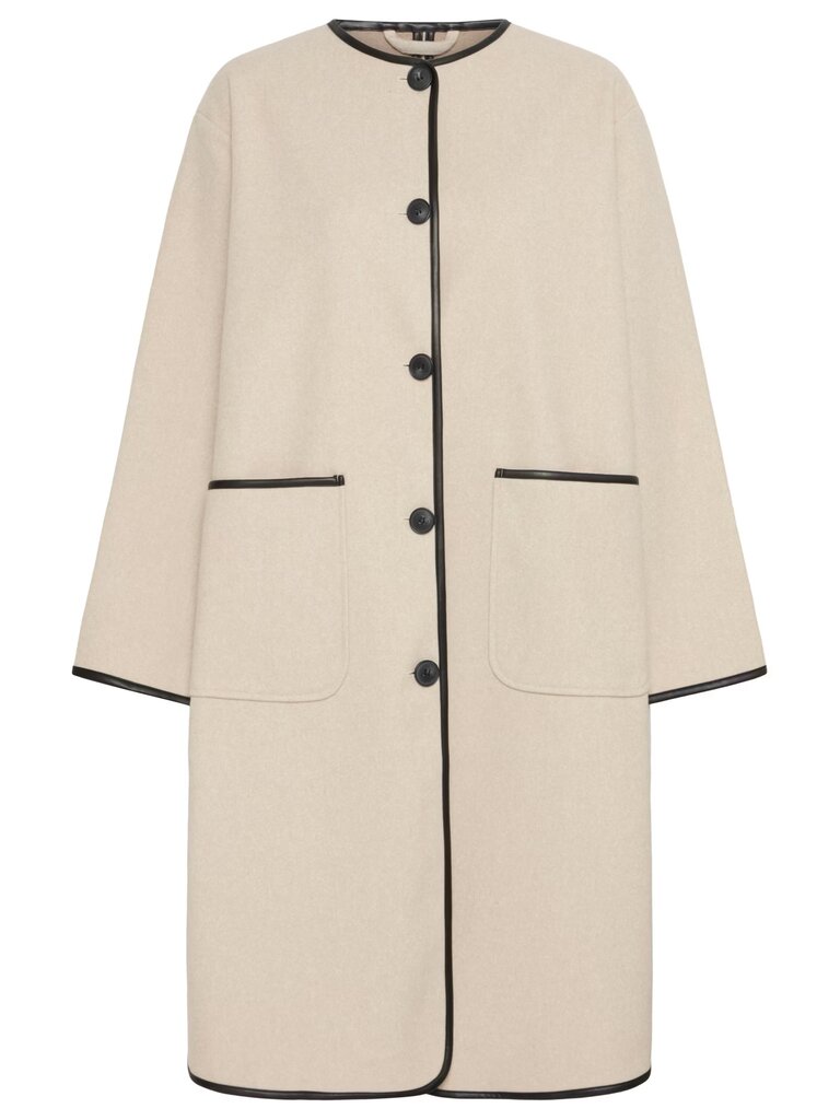 Fransa Cream Black Trim Coat