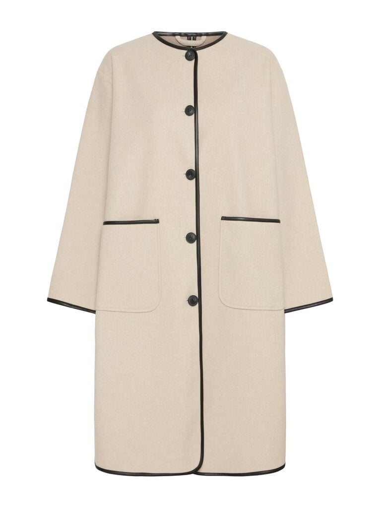 Fransa Cream Black Trim Coat