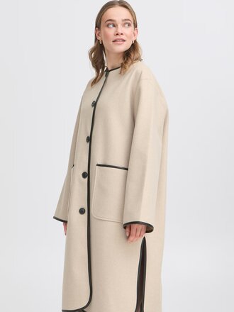 Fransa Cream Black Trim Coat