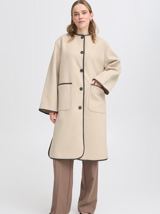 Fransa Cream Black Trim Coat