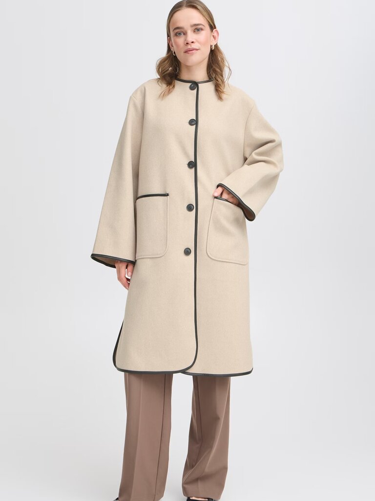 Fransa Cream Black Trim Coat