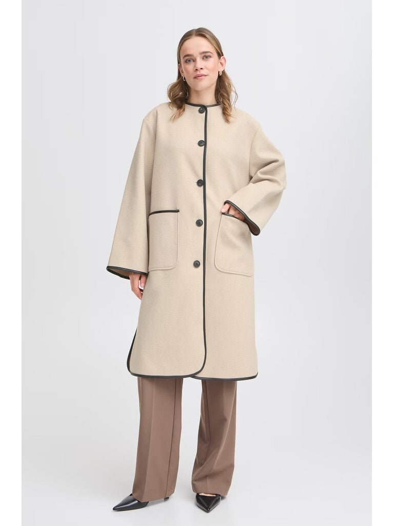 Fransa Cream Black Trim Coat