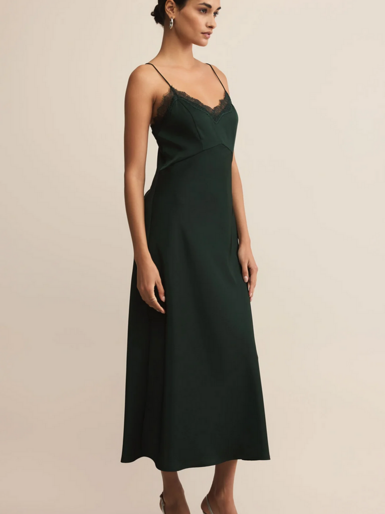 Z Supply Green Lace Slip Dress