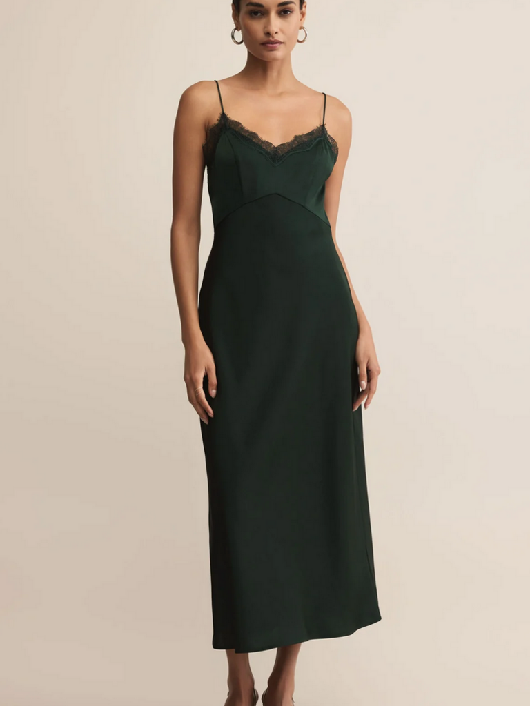 Z Supply Green Lace Slip Dress