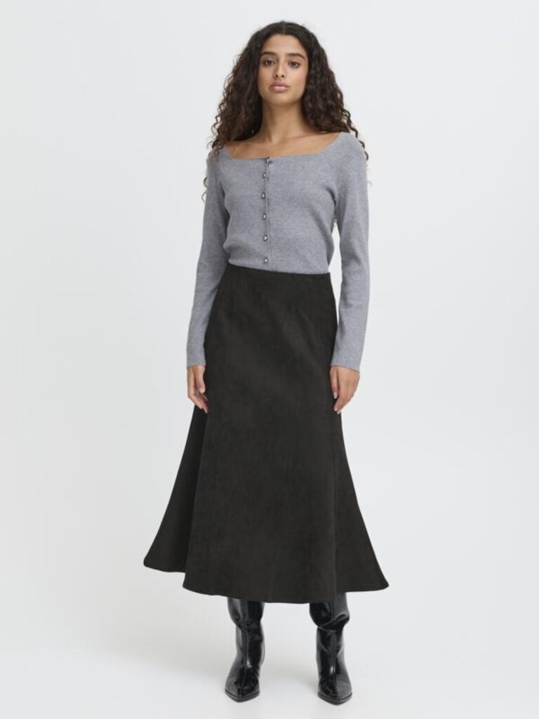 ICHI Sueded Midi Skirt