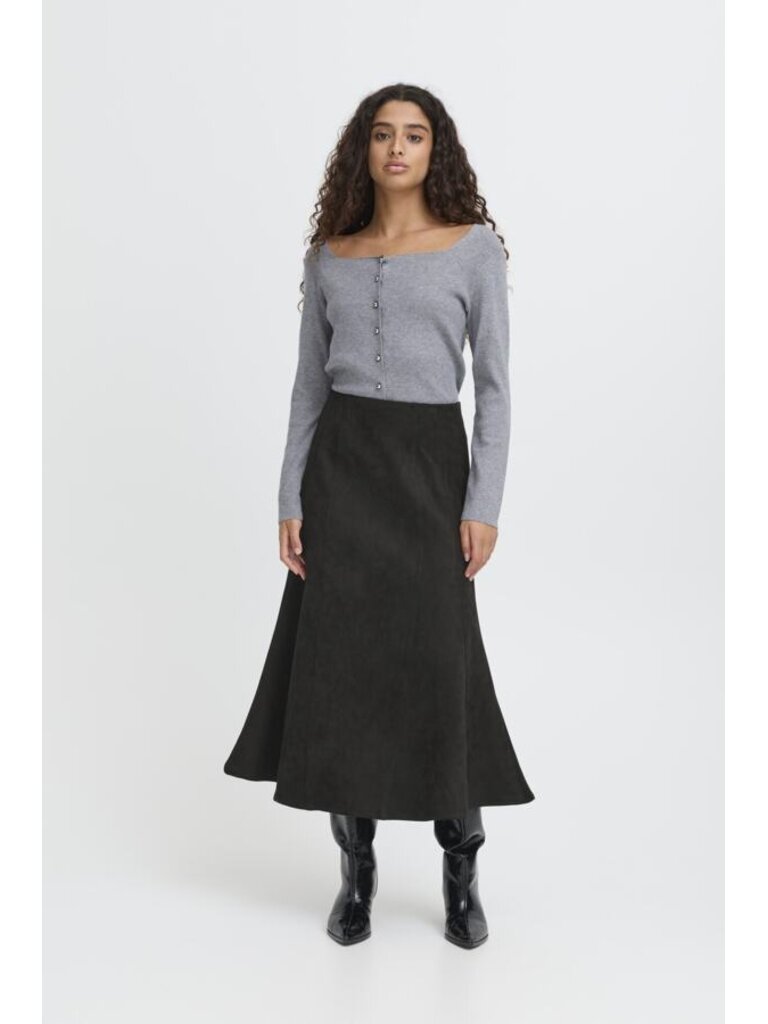 ICHI Sueded Midi Skirt