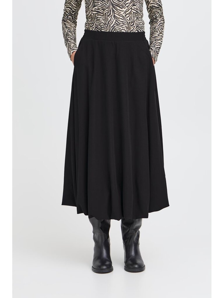 ICHI Balloon Hem Midi Skirt