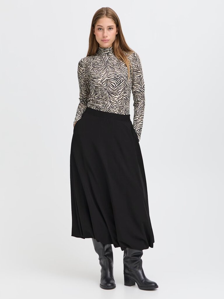 ICHI Balloon Hem Midi Skirt
