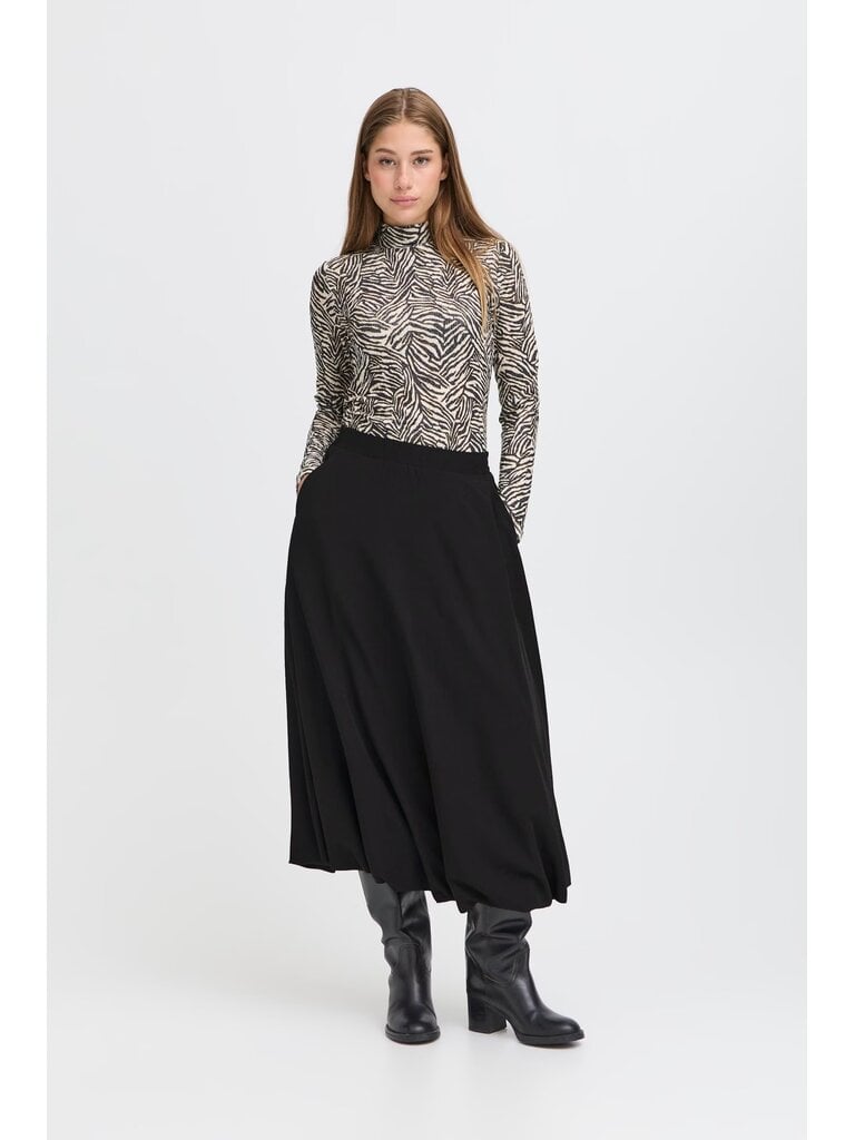 ICHI Balloon Hem Midi Skirt