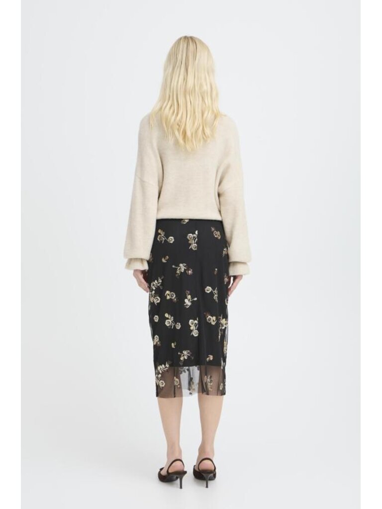 B. Young Gold Sequin Floral Skirt