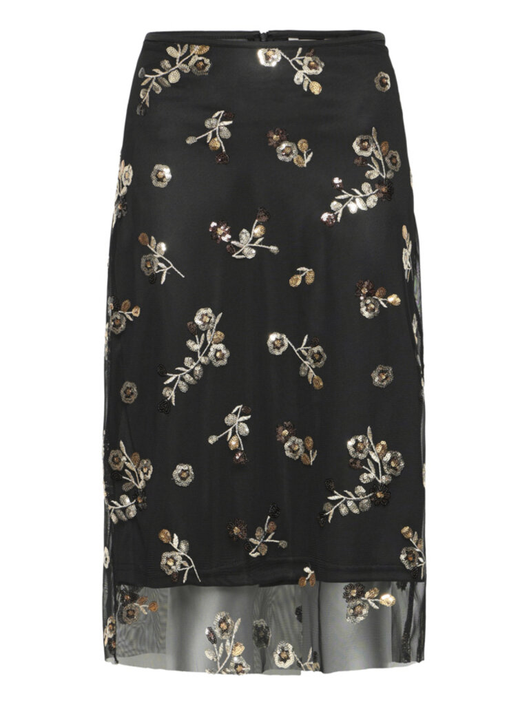 B. Young Gold Sequin Floral Skirt