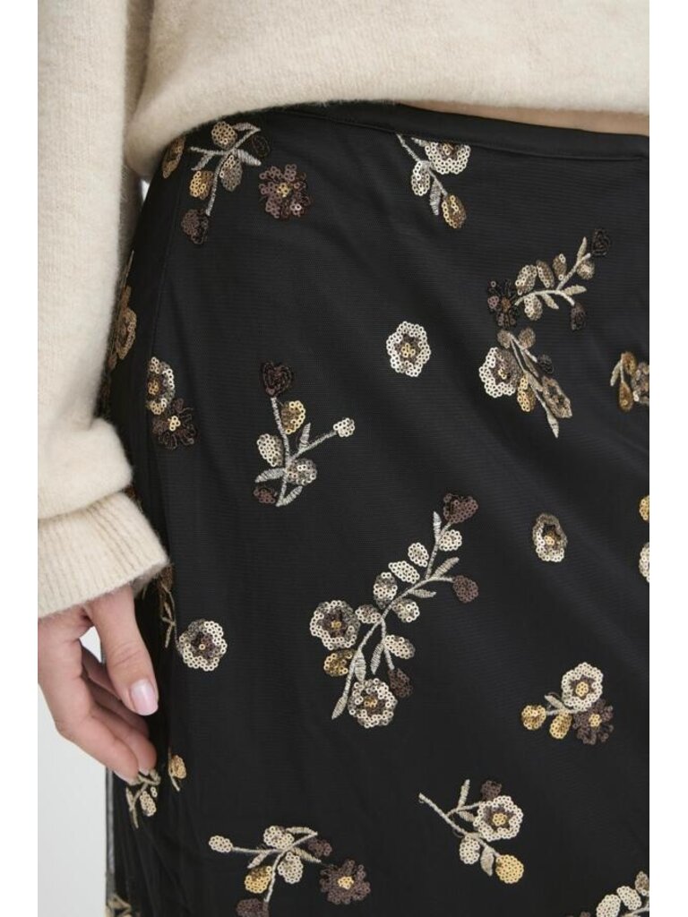 B. Young Gold Sequin Floral Skirt