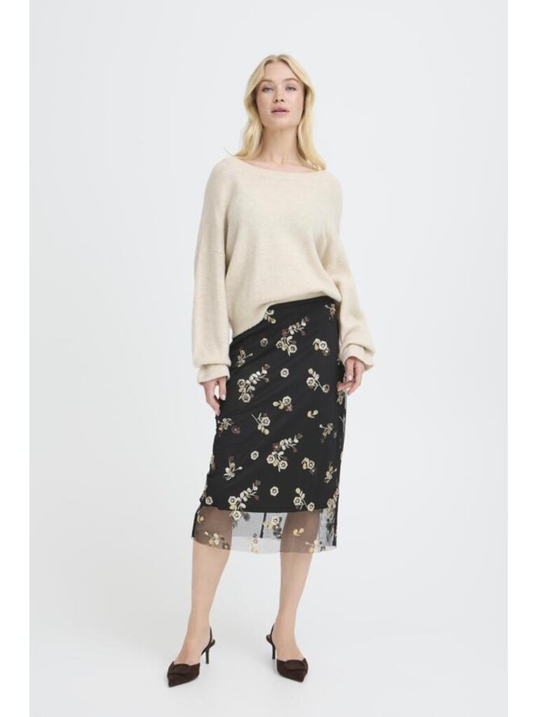 B. Young Gold Sequin Floral Skirt