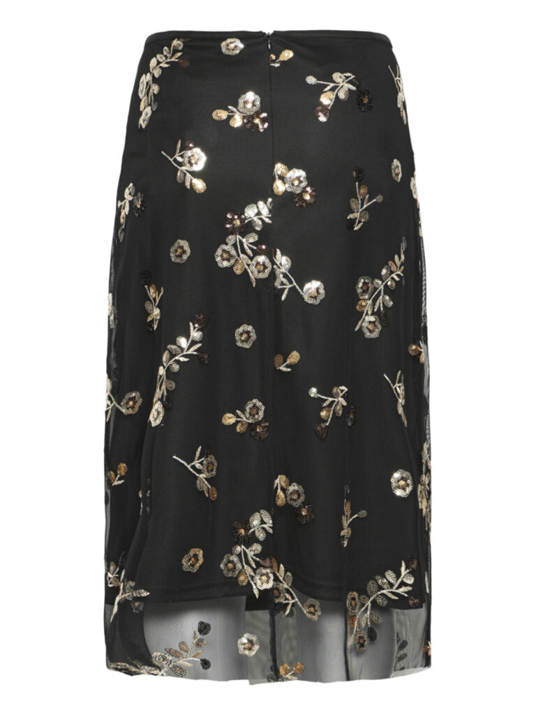 B. Young Gold Sequin Floral Skirt
