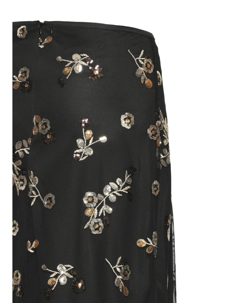 B. Young Gold Sequin Floral Skirt
