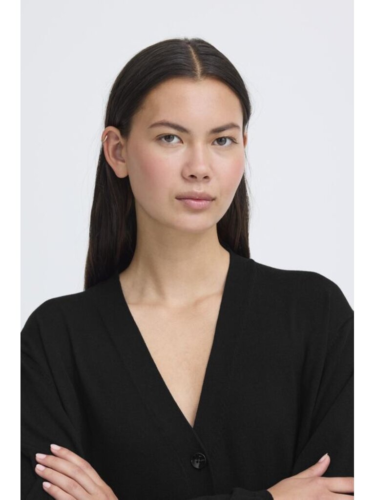 ICHI Thin Knit Long Button Cardi