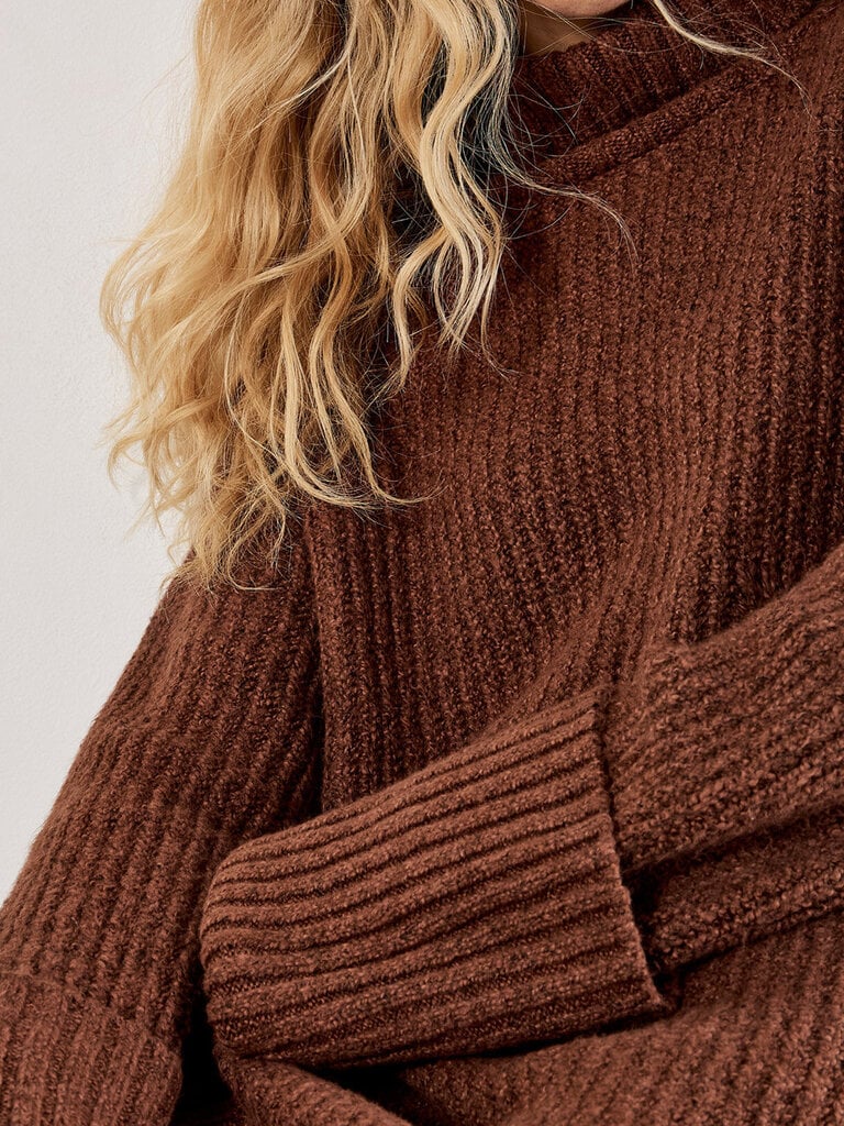 Apricot Boucle Brown Knit Dress