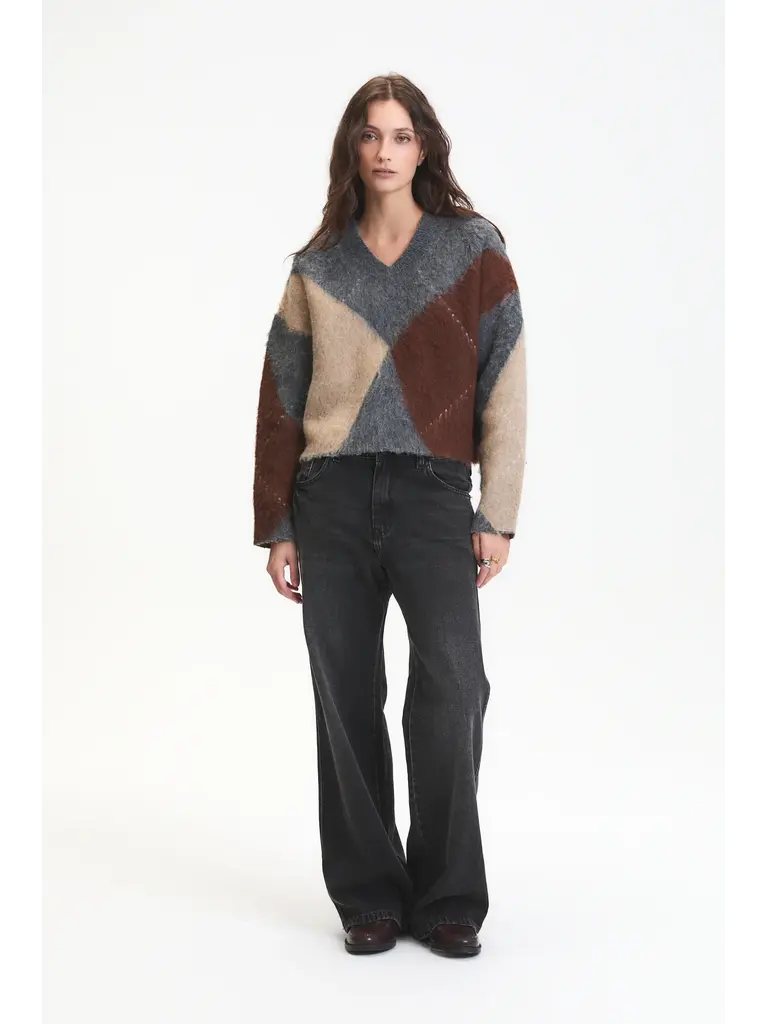 Deluc Fuzzy Argyle Knit