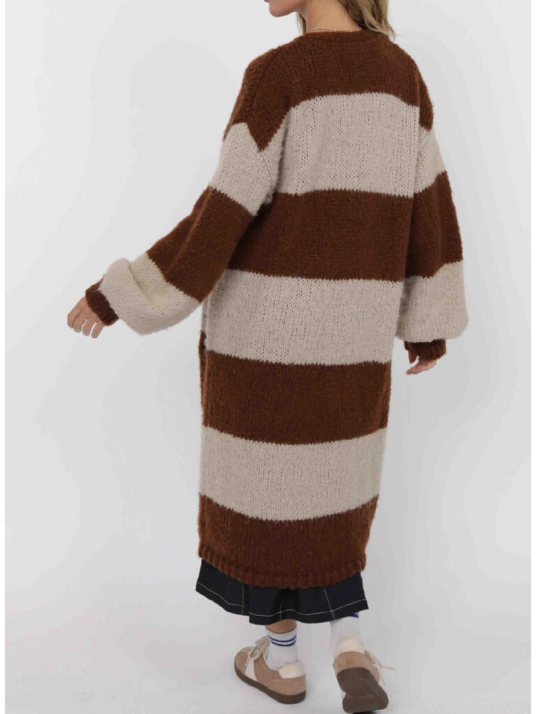Sage The Label Brown Beige Knit Duster
