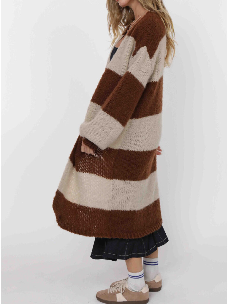 Sage The Label Brown Beige Knit Duster