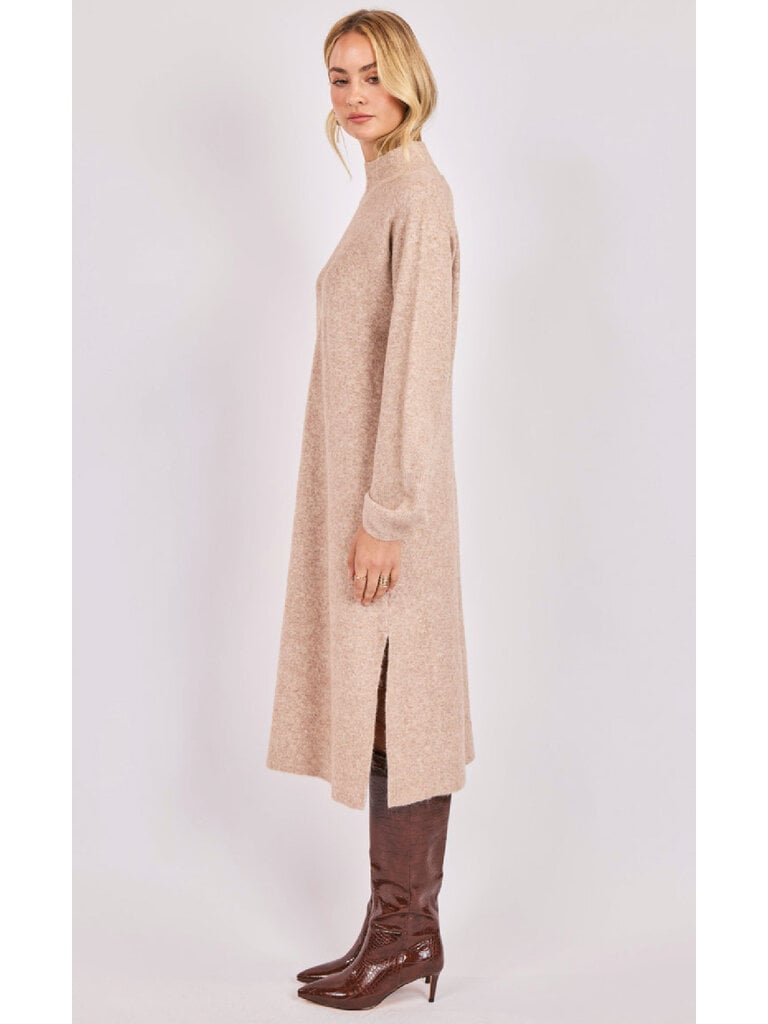 Sadie & Sage Oatmeal Turtleneck Knit Midi