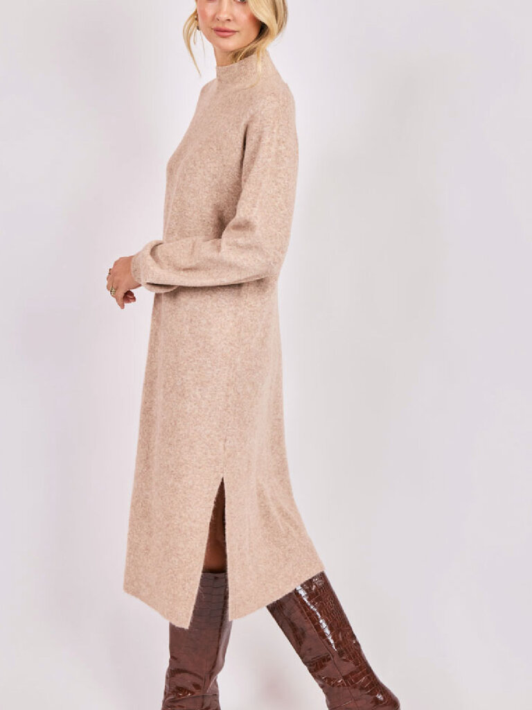 Sadie & Sage Oatmeal Turtleneck Knit Midi