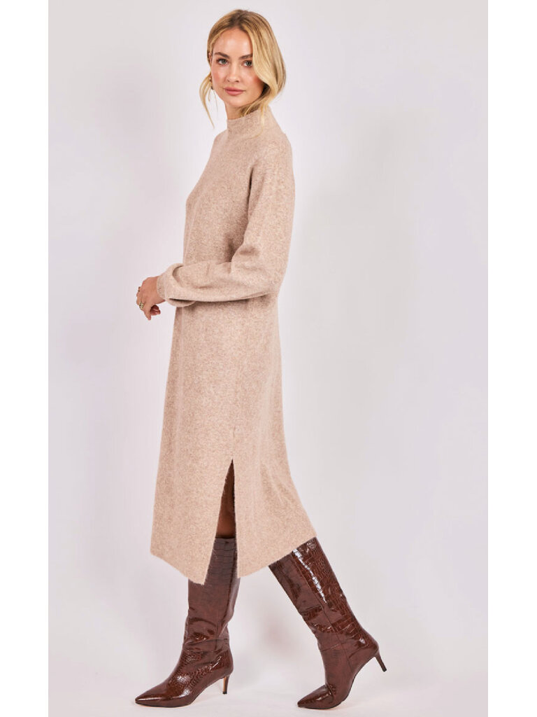 Sadie & Sage Oatmeal Turtleneck Knit Midi