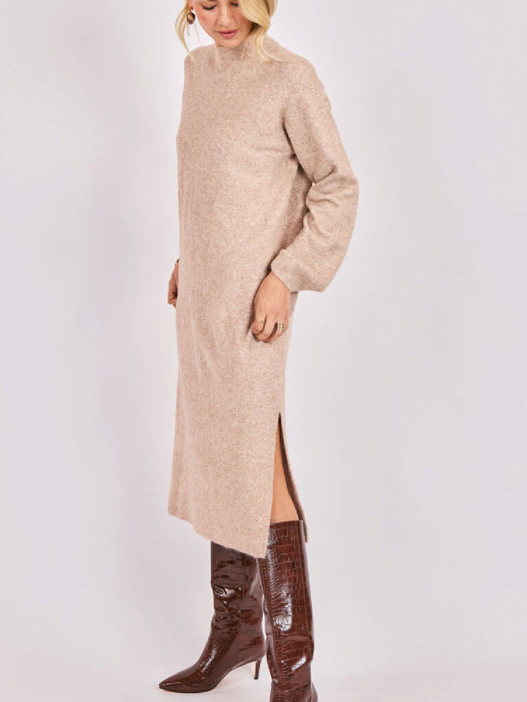 Sadie & Sage Oatmeal Turtleneck Knit Midi