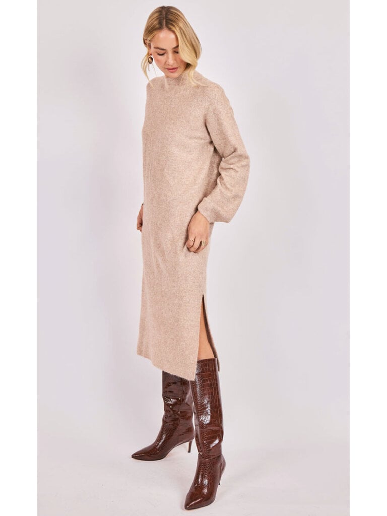 Sadie & Sage Oatmeal Turtleneck Knit Midi