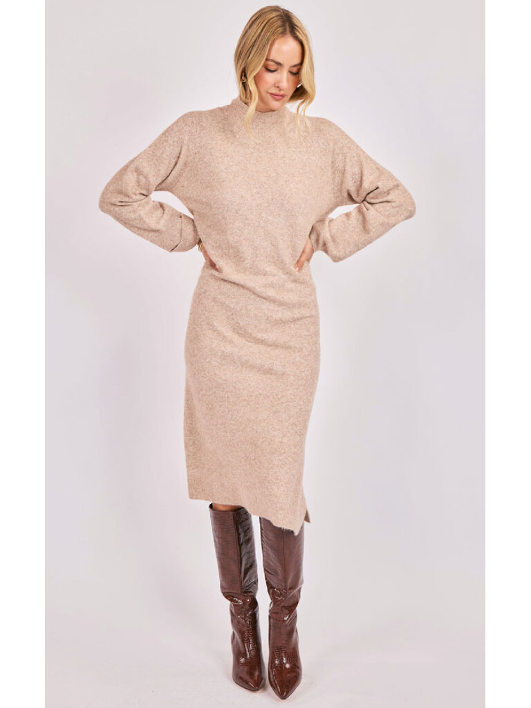 Sadie & Sage Oatmeal Turtleneck Knit Midi