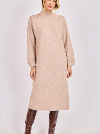 Sadie & Sage Oatmeal Turtleneck Knit Midi