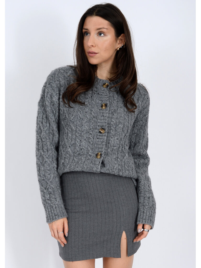 RD Style Button Grey Cardigan