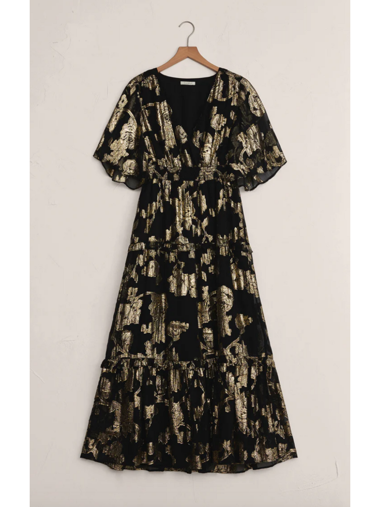 Z Supply Gold Foil Floral Dress