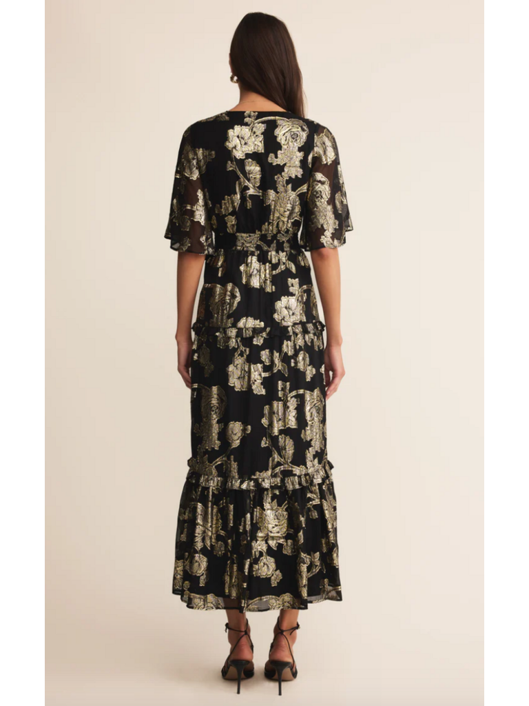 Z Supply Gold Foil Floral Dress